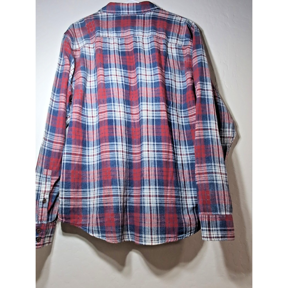 Lucky Brand Men's Lg Plaid Red White Blue Long Sleeve Button Down Shirt Cotton - Picture 3 of 16